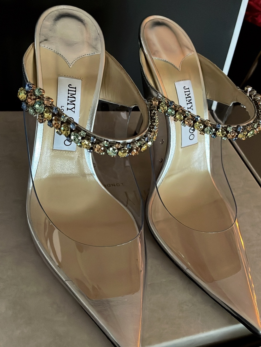 Jimmy Choo Bing 100 Pointed-Toe Heels with Crystal-Embellished Straps - Picture 2 of 5